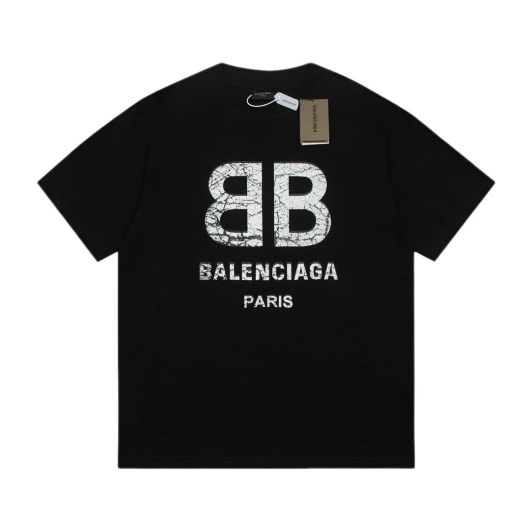 Balenciaga BB Cracked Logo Tee Black