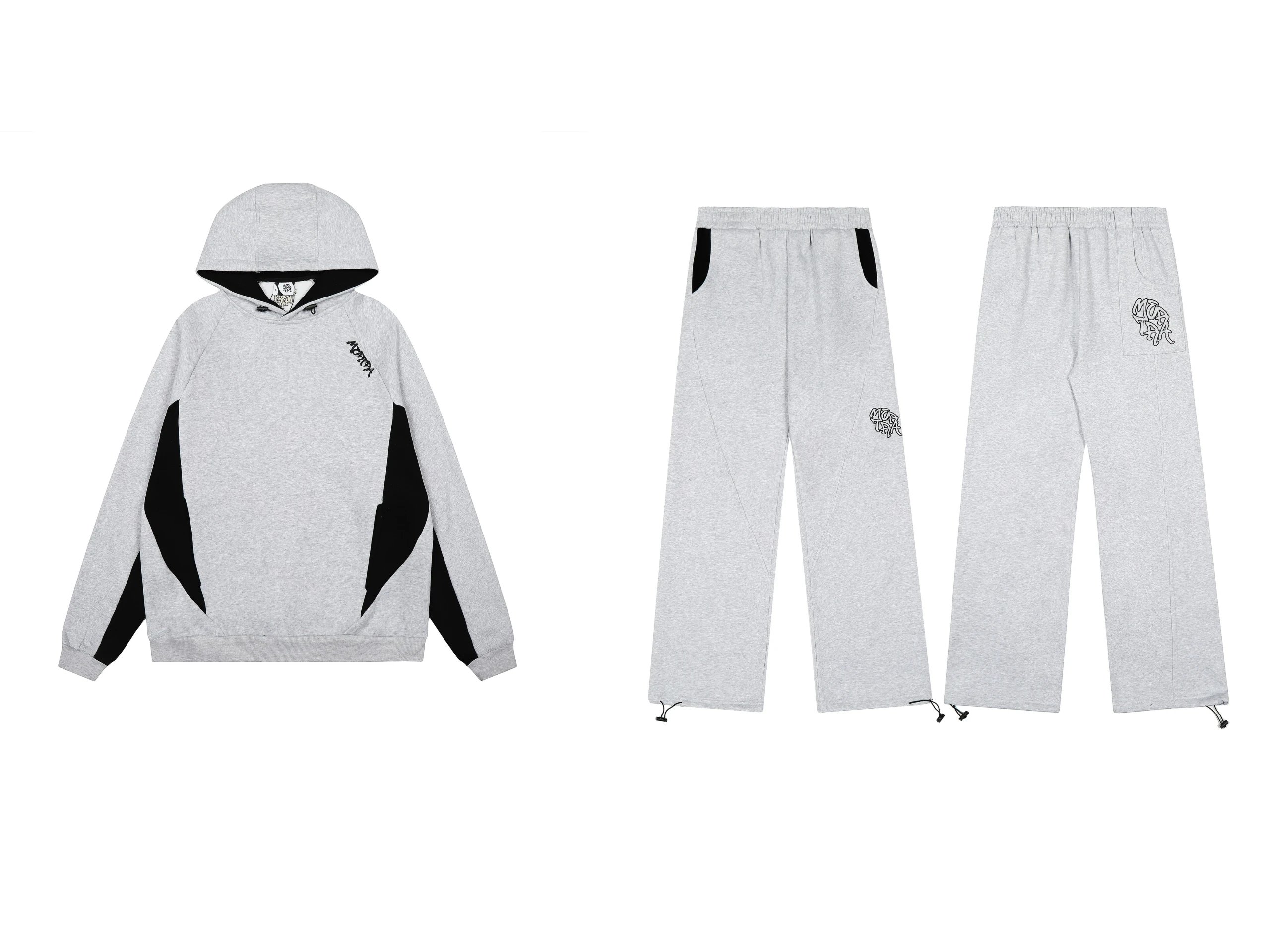 Design Hoodie and Sweatpants Set Black / Gray - 8