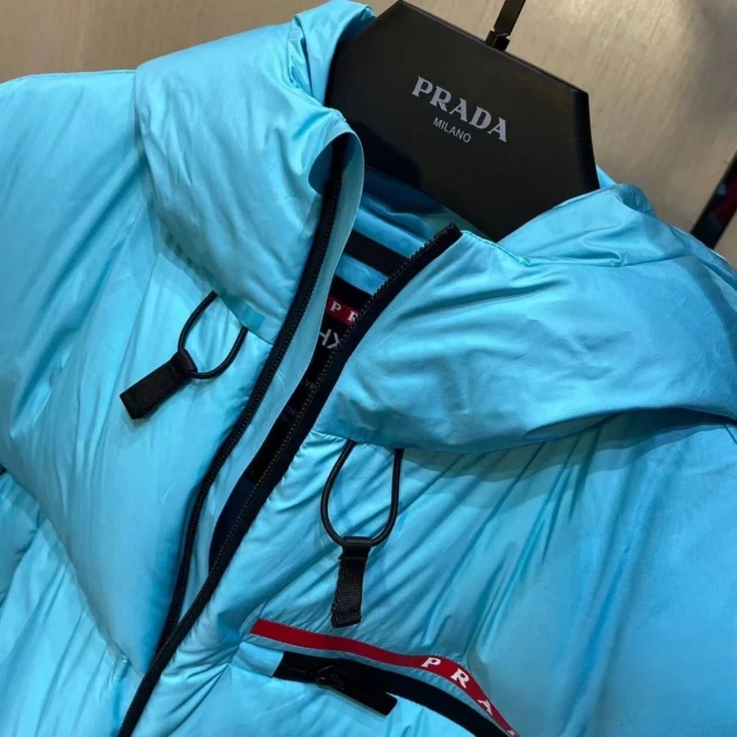 Prada Re-Nylon Down Jacket Turquoise Blue Outerwear - 7