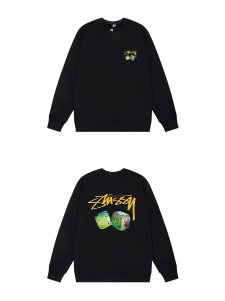 Stussy Dice Graphic Crewneck Black Sweatshirt Hoodie - 1