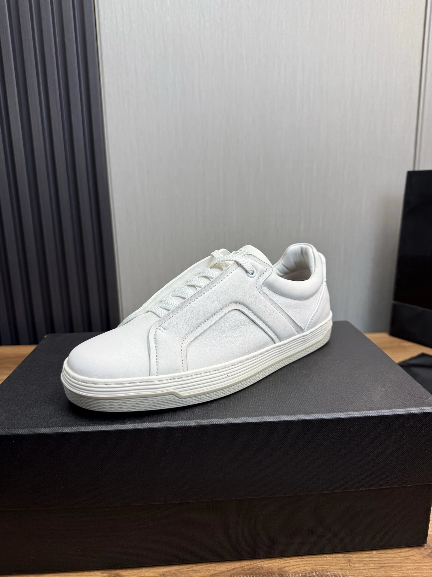 Zegna Triple Stitch Leather Sneaker White