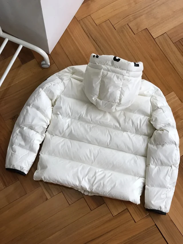 Moncler Down Jackets Hooded quilted puffer jacket with logo-trim hood product detail image 3