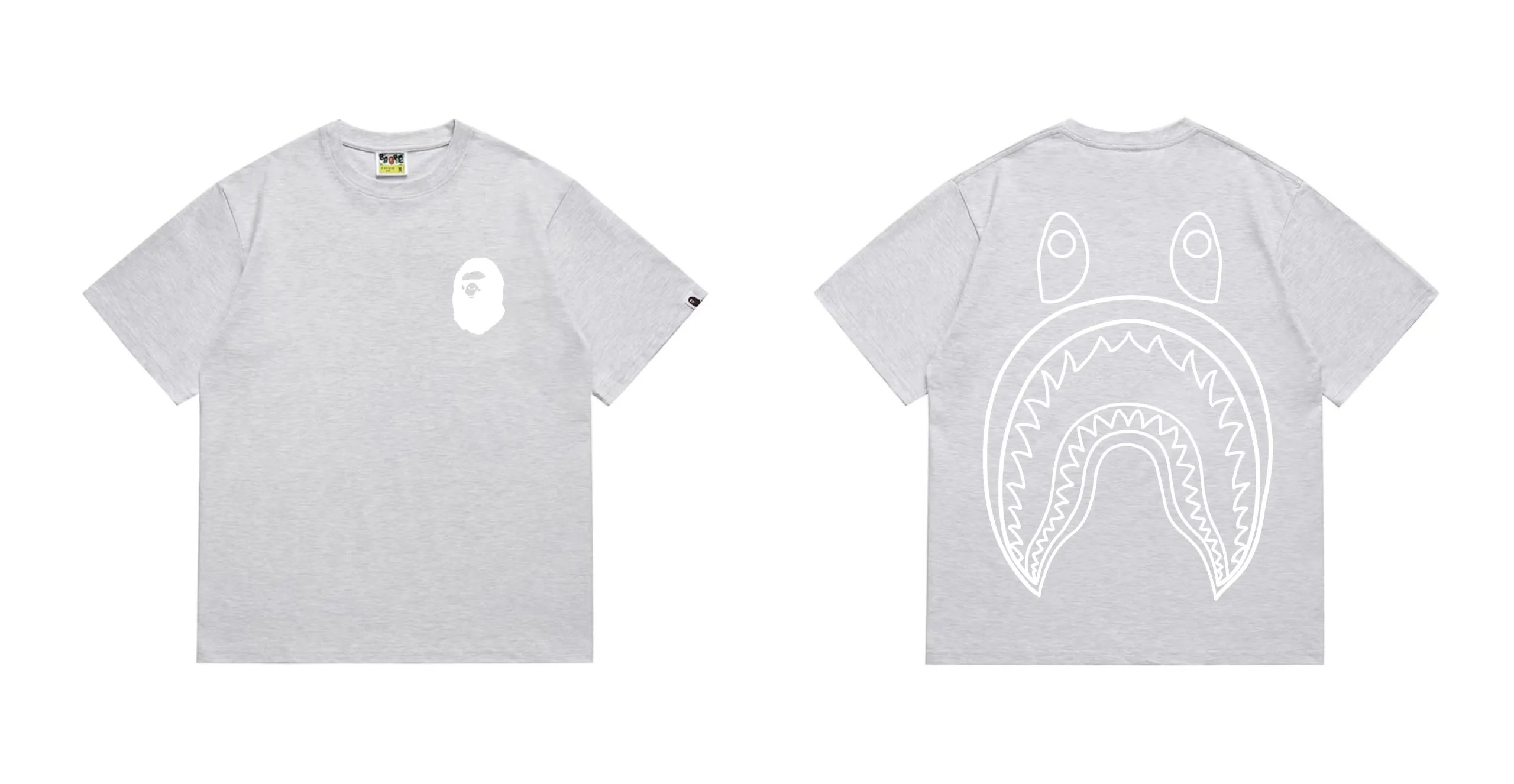 BAPE Shark Back Print Tee Grey White