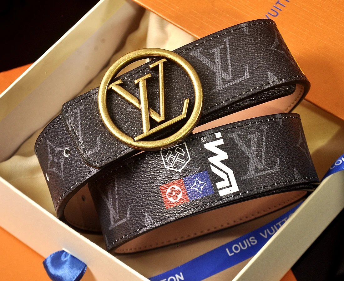 Louis Vuitton LV Initiales Damier Graphite Belt Gold Buckle