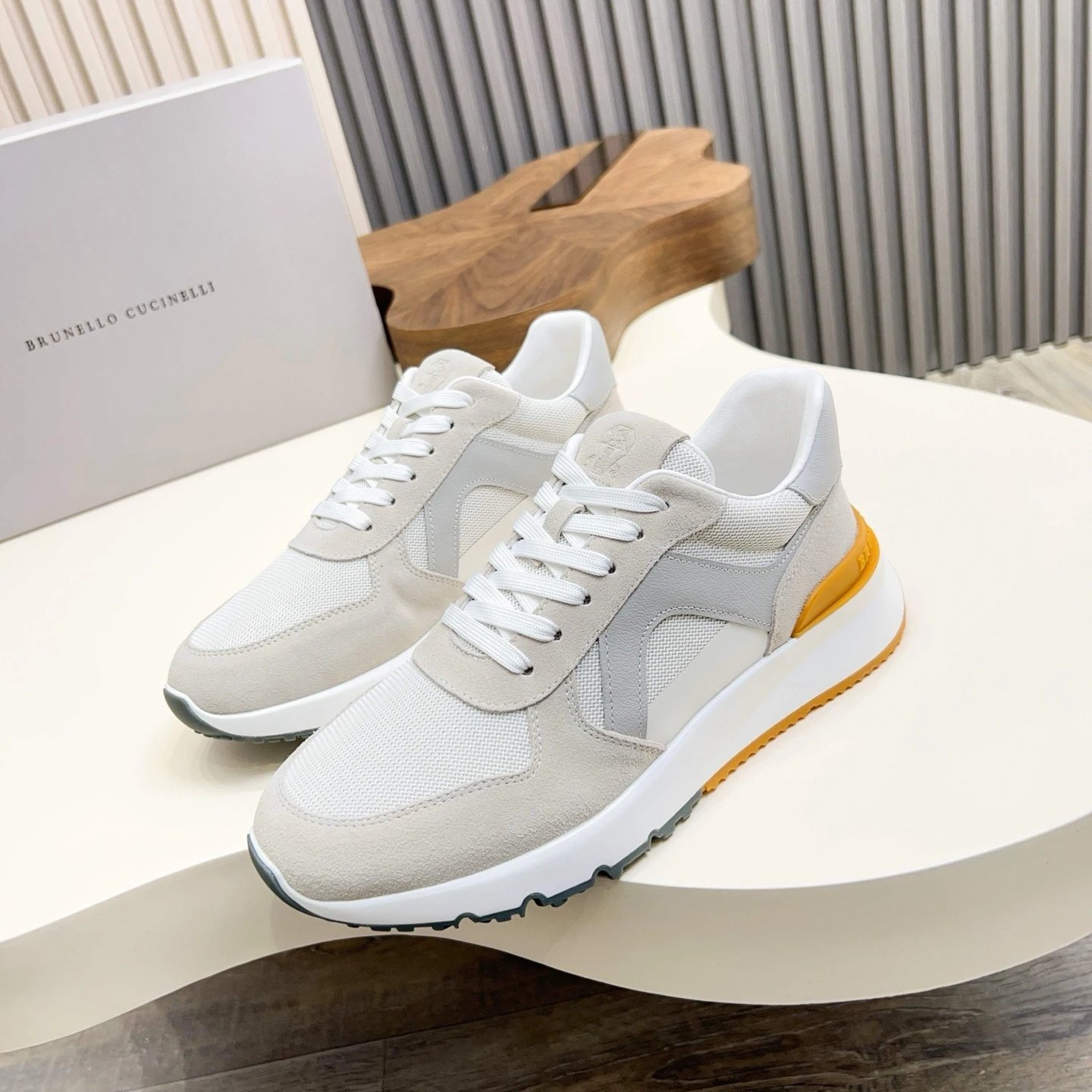 Brunello Cucinelli Runner Sneaker Grey White Yellow