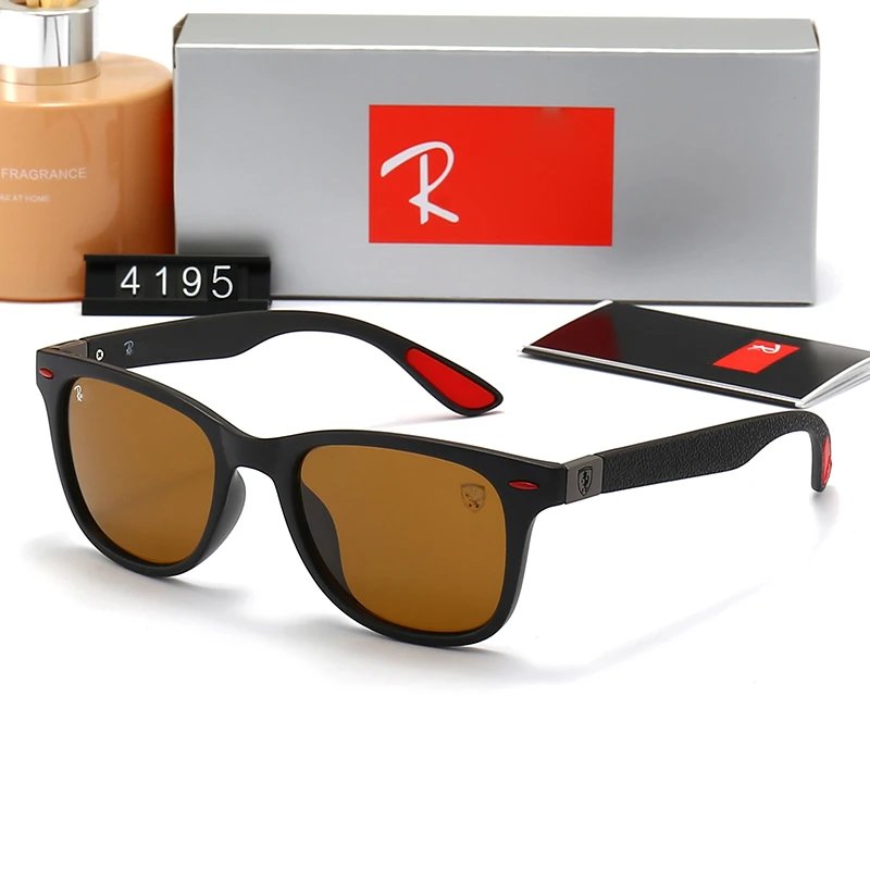 Ray-Ban RB4343 Scuderia Ferrari Square Sunglasses Brown Frame Grey Lens