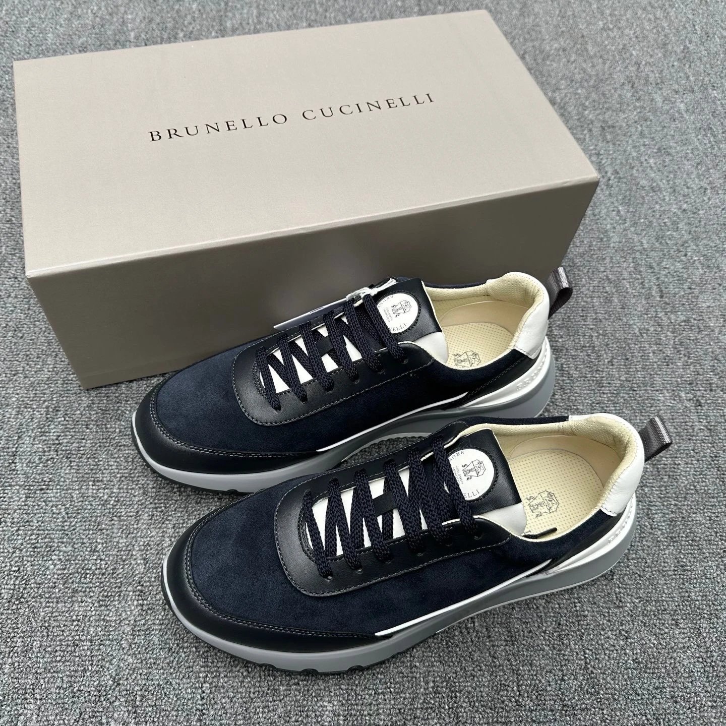 Brunello Cucinelli Leather Runner Sneaker Navy Black