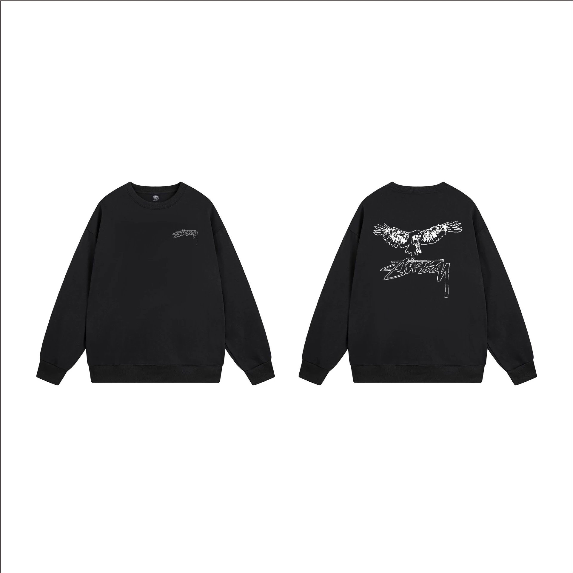Stussy Eagle Crewneck Sweatshirt Black White