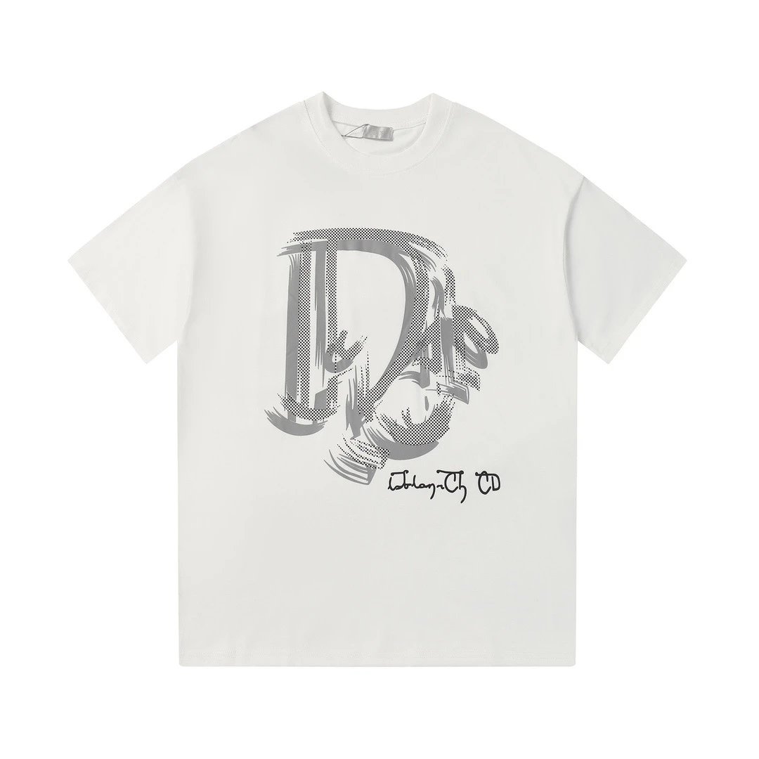 Dior CD Brushstroke Graphic Tee White
