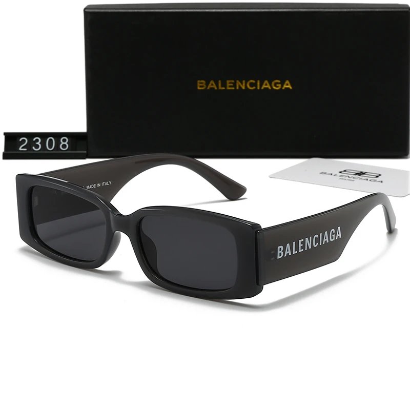 Balenciaga Rectangle Sunglasses Black Frame Dark Lens #2308