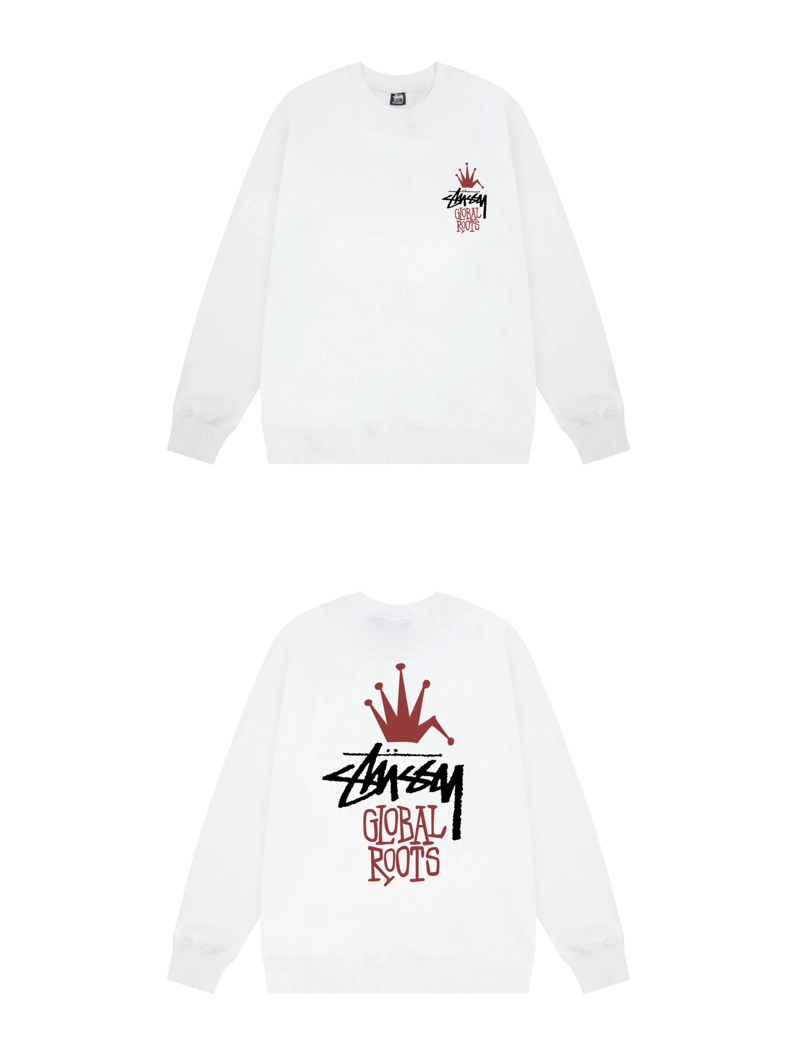 Stussy Global Roots Crown Crewneck Sweatshirt White