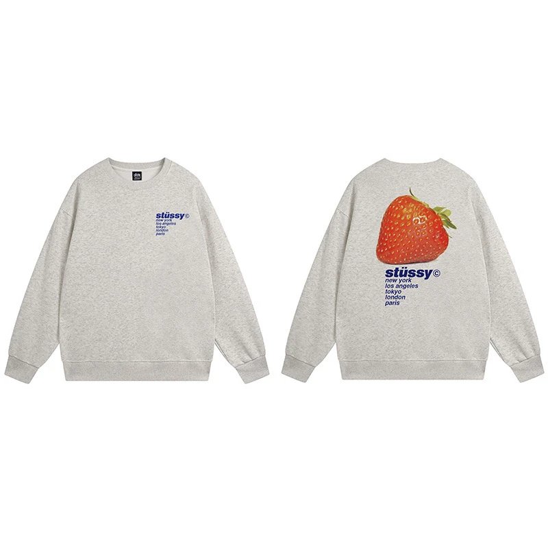Stüssy Strawberry Crewneck Sweatshirt Grey