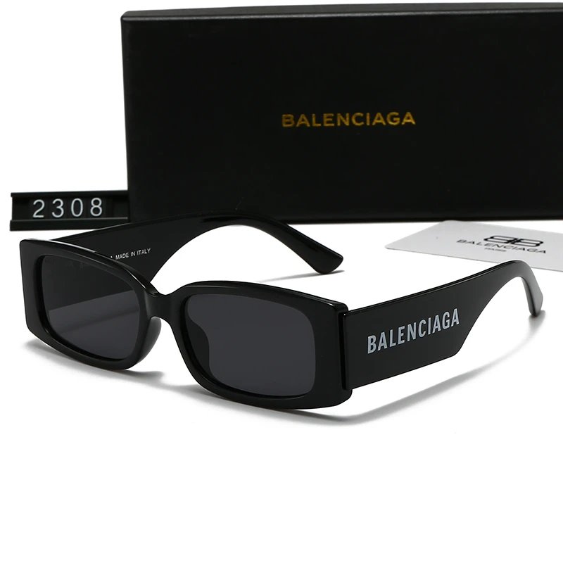 Balenciaga Rectangle Sunglasses Black Frame Dark Lens #2308