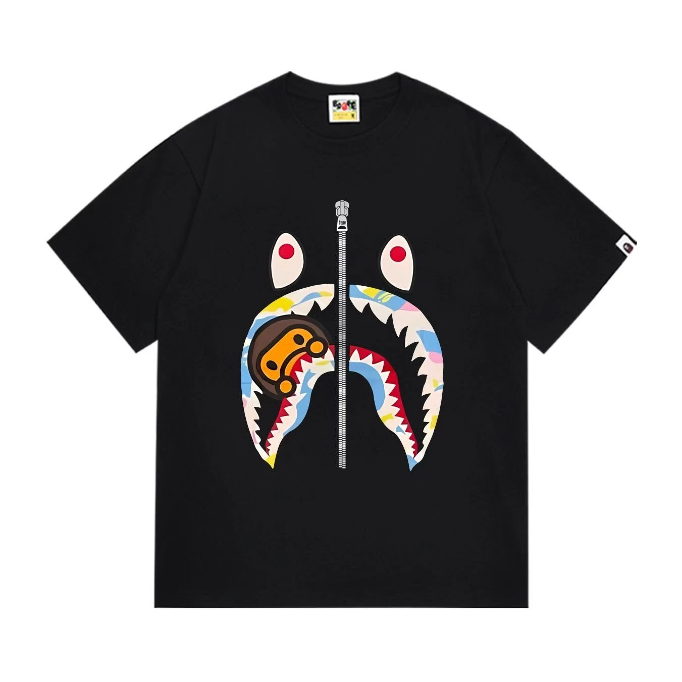BAPE Baby Milo Shark Face Zip Tee Black