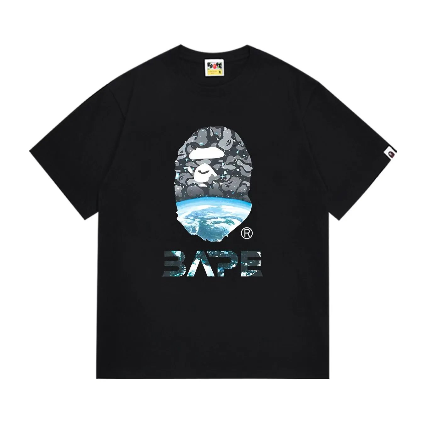 BAPE Space Camo Ape Head Tee Black