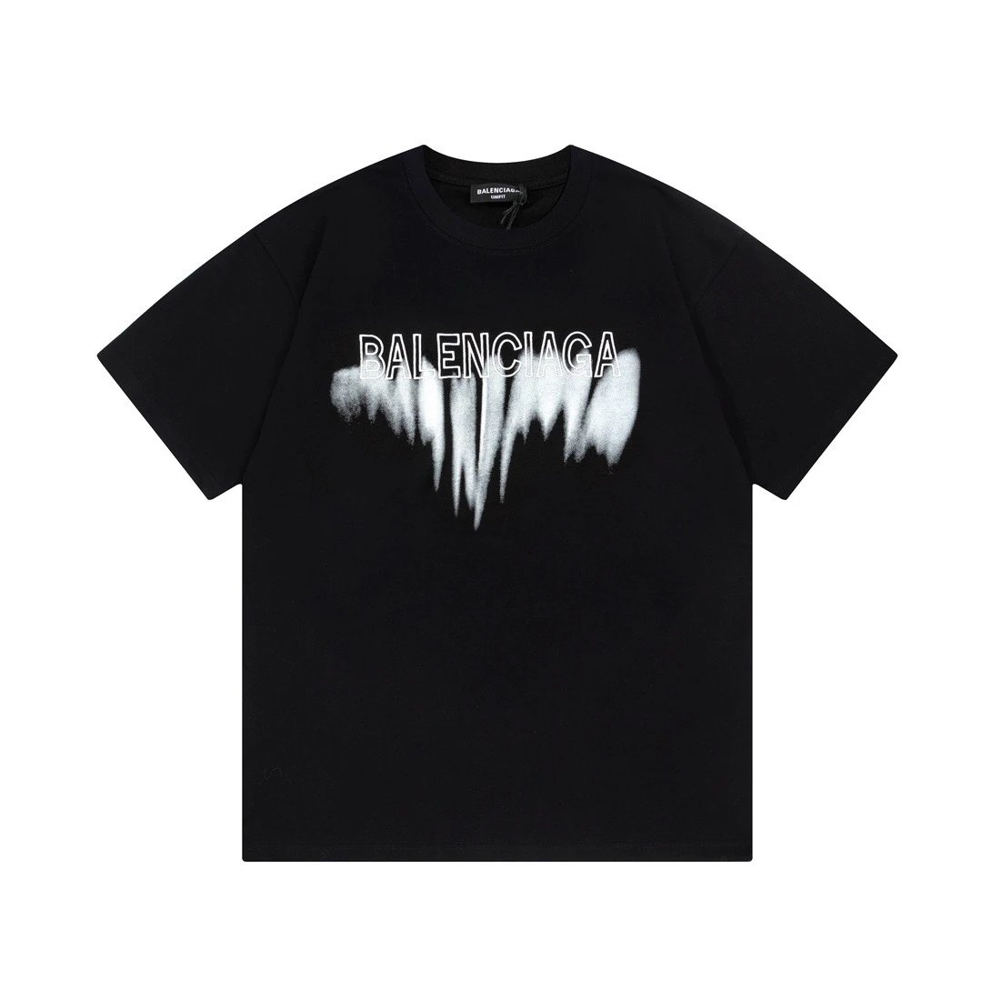Balenciaga Brushstroke Splatter Logo Tee Black