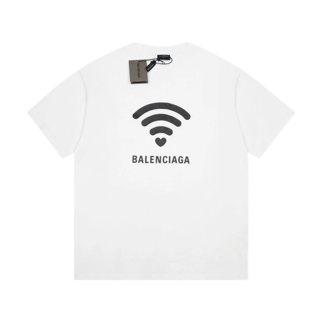 Balenciaga WiFi Heart Logo Tee White