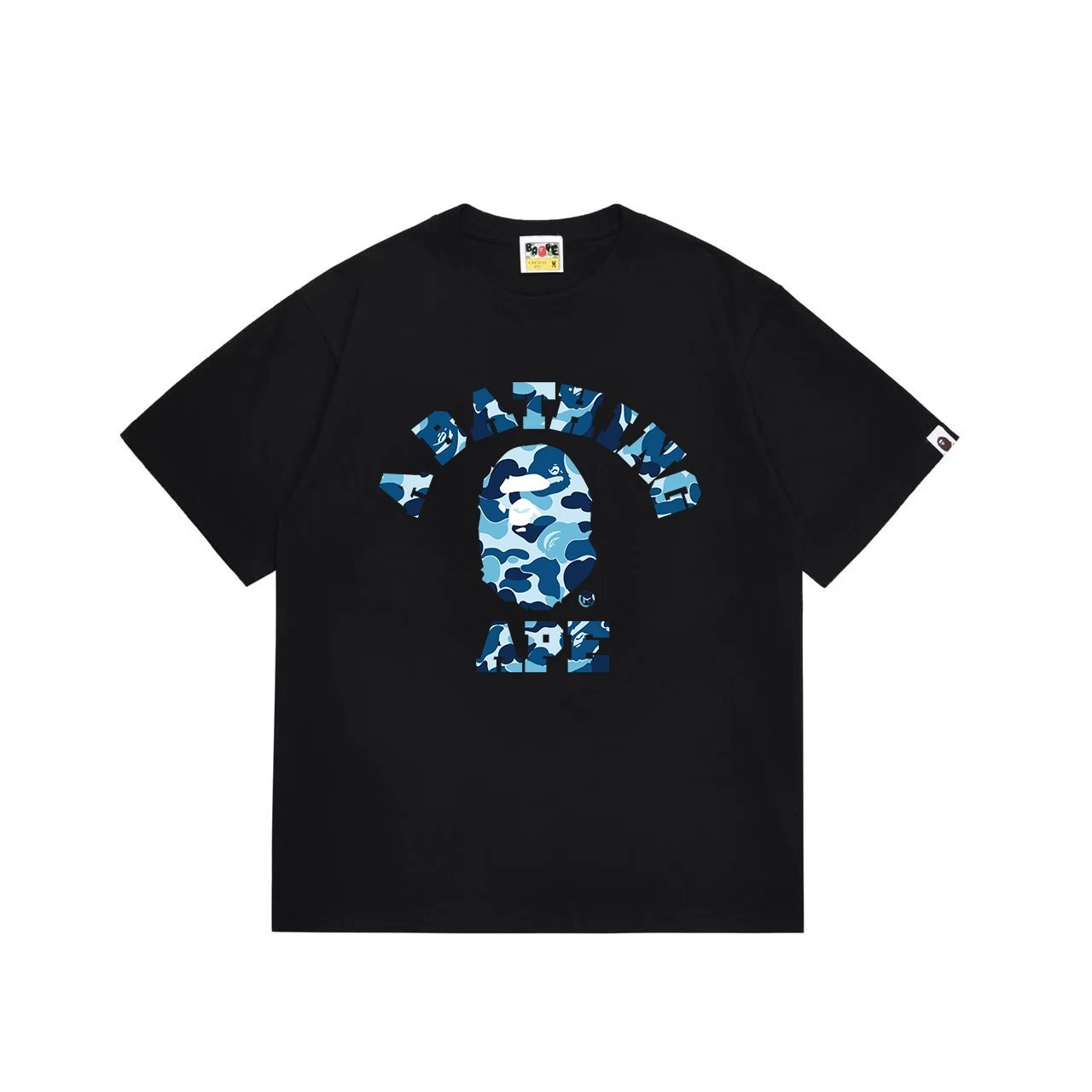 BAPE A Bathing Ape Camo College Tee Black Blue Camo