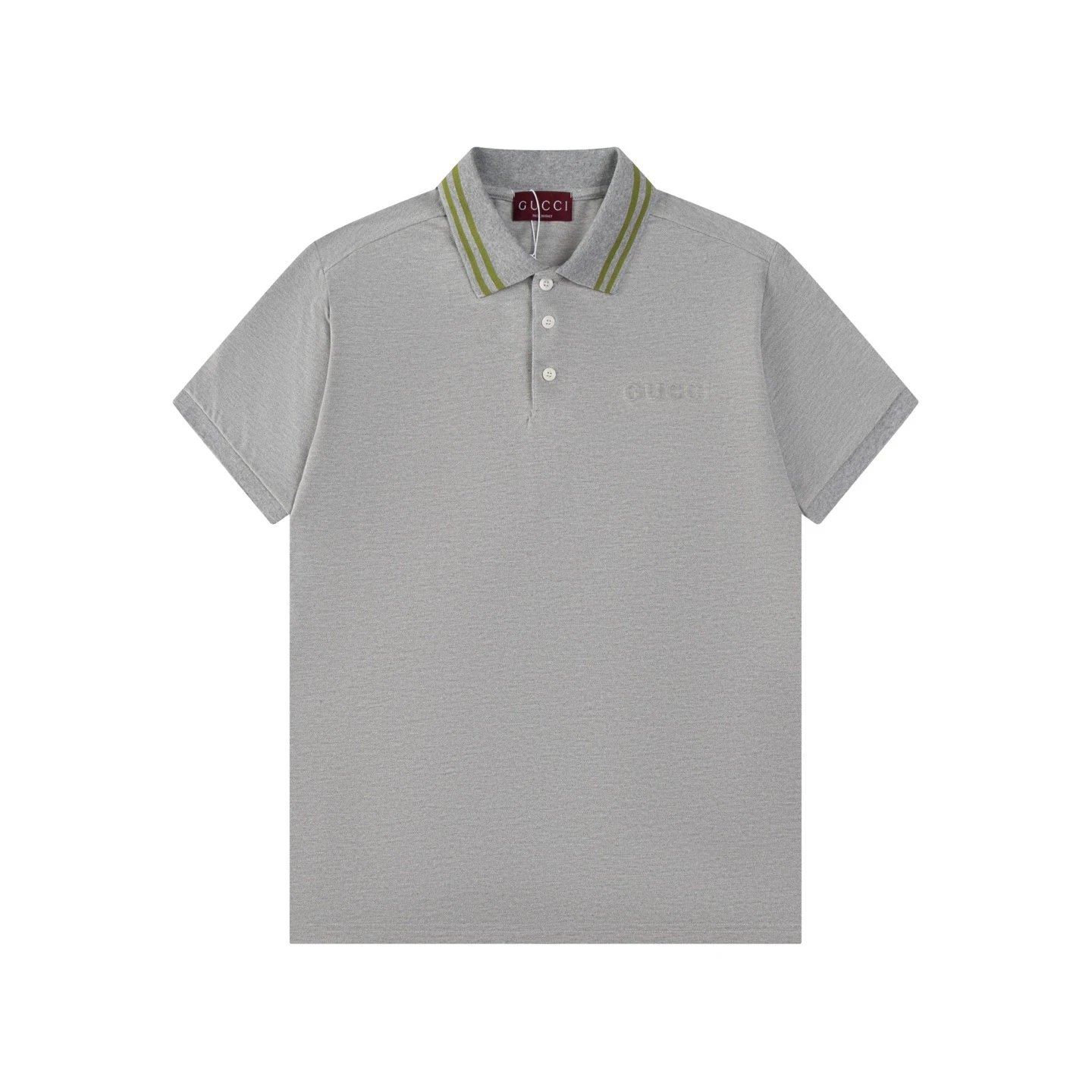 Gucci Logo Stripe Collar Polo Grey