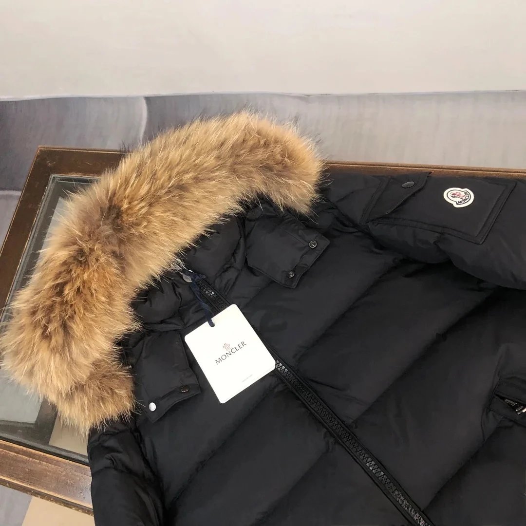 Moncler Maya Navy Down Jacket with Fur Trim - 7