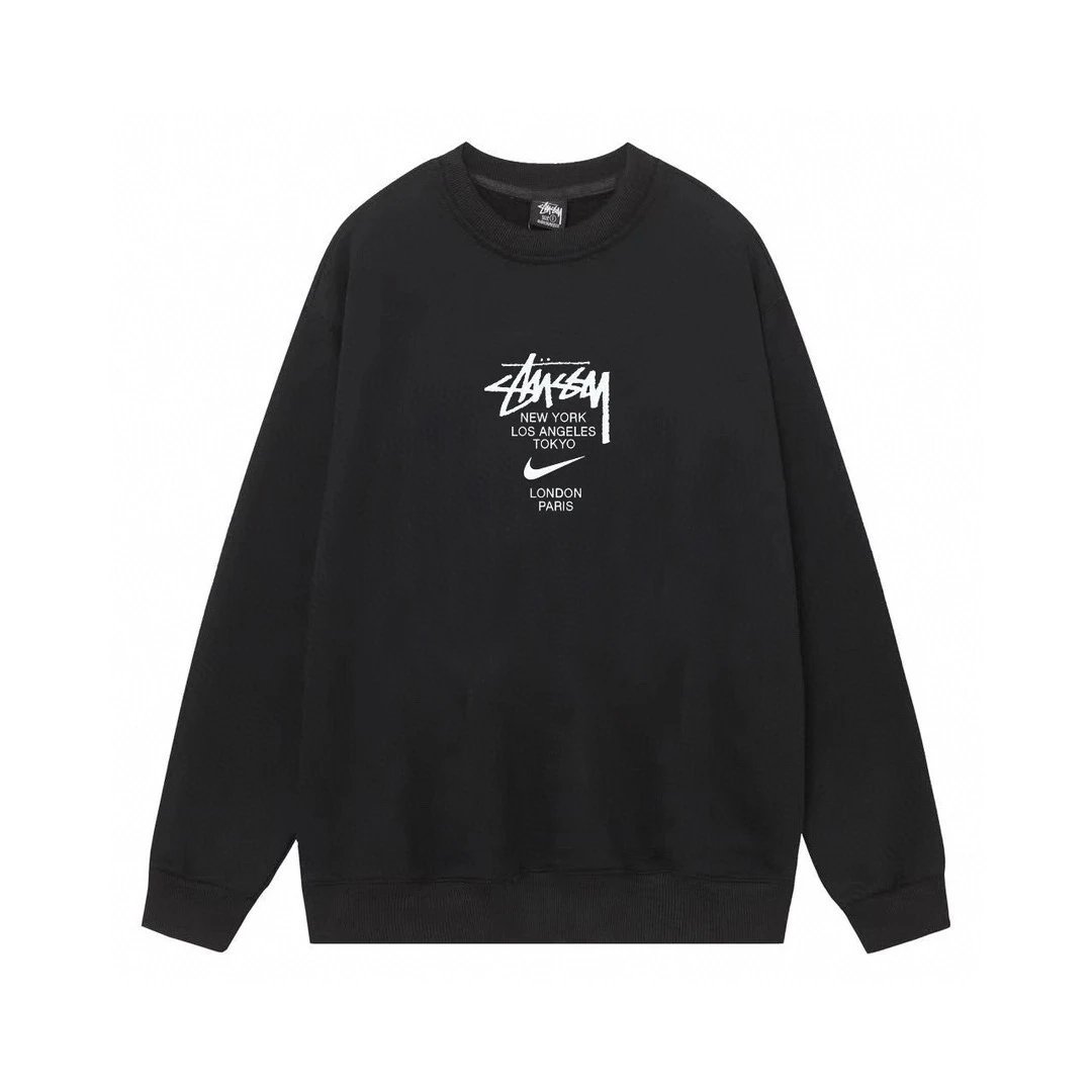 Stussy Abstract Graphic Black Crewneck Sweatshirt Hoodie - 4
