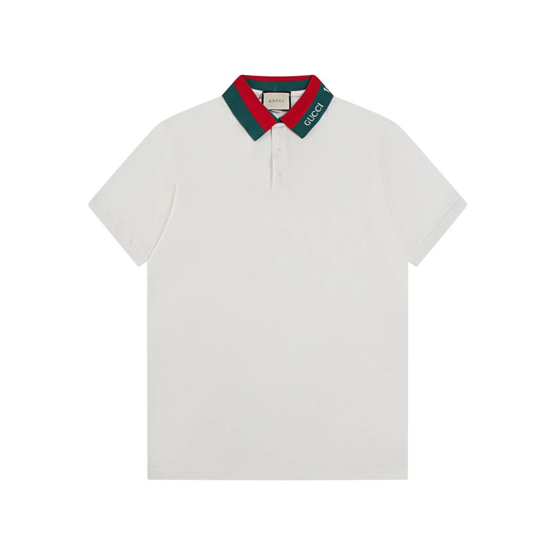 Gucci Web Embroidered Collar Polo White