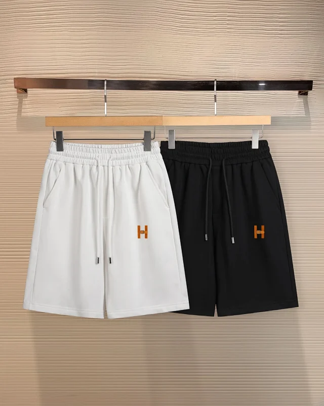 Hermès Shorts Embroidered H elastic-waist drawstring product detail image 2