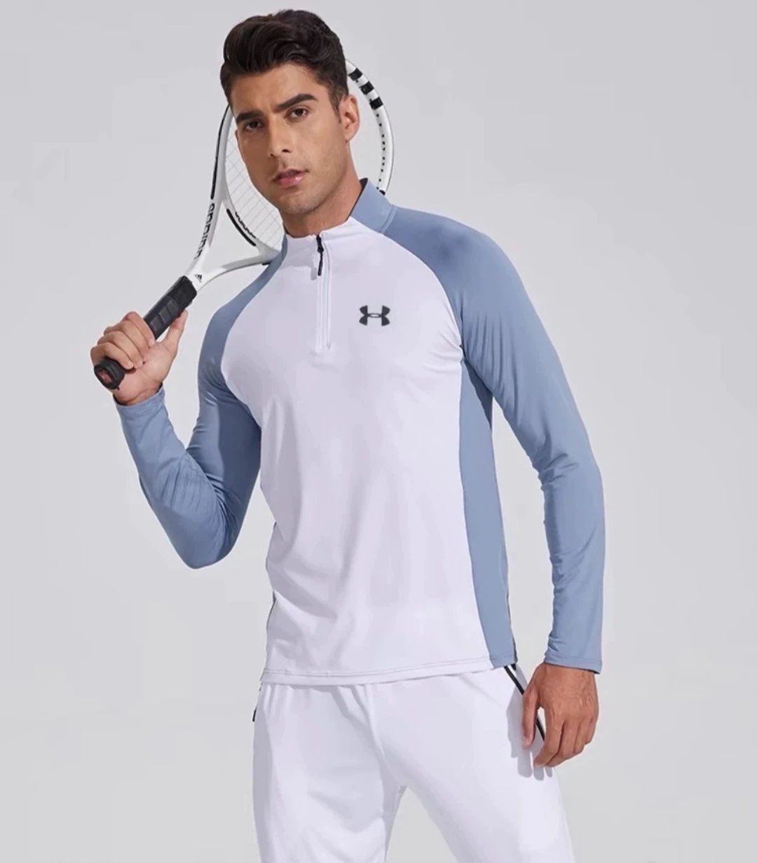 Under Armour HeatGear Half-Zip Base Layer White / Blue - 7