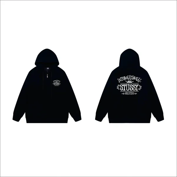 Stussy Crown S Logo Zip-Up Hoodie Gray - 6