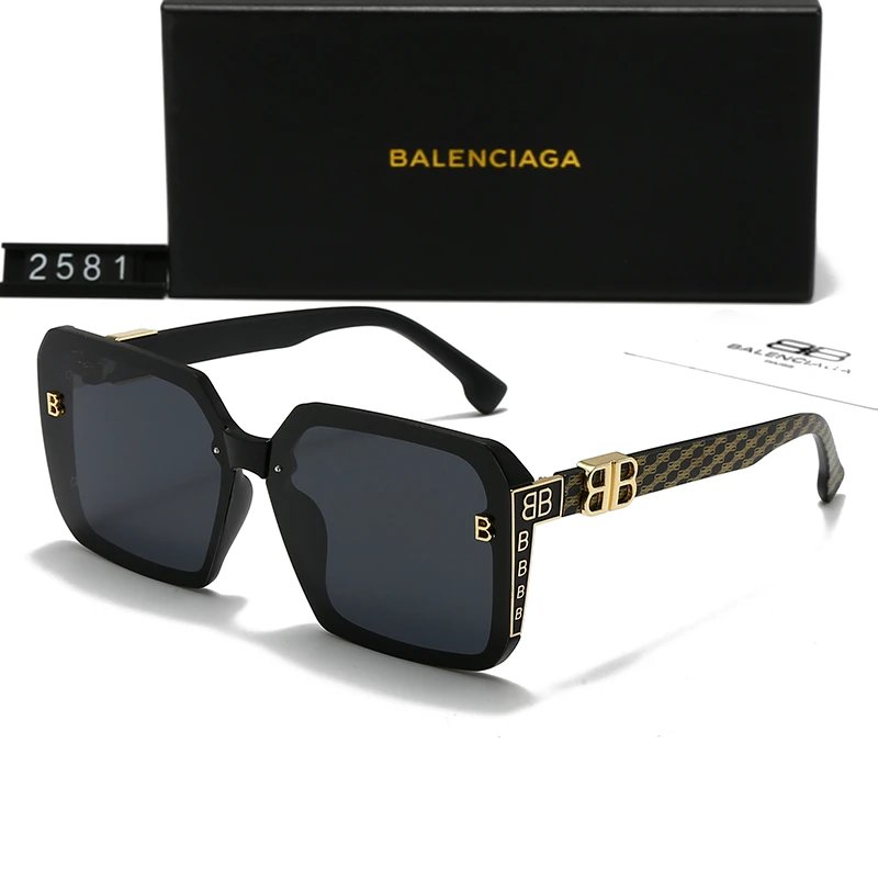Balenciaga BB Oversized Square Sunglasses Black Monogram Frame Dark Lens #2581