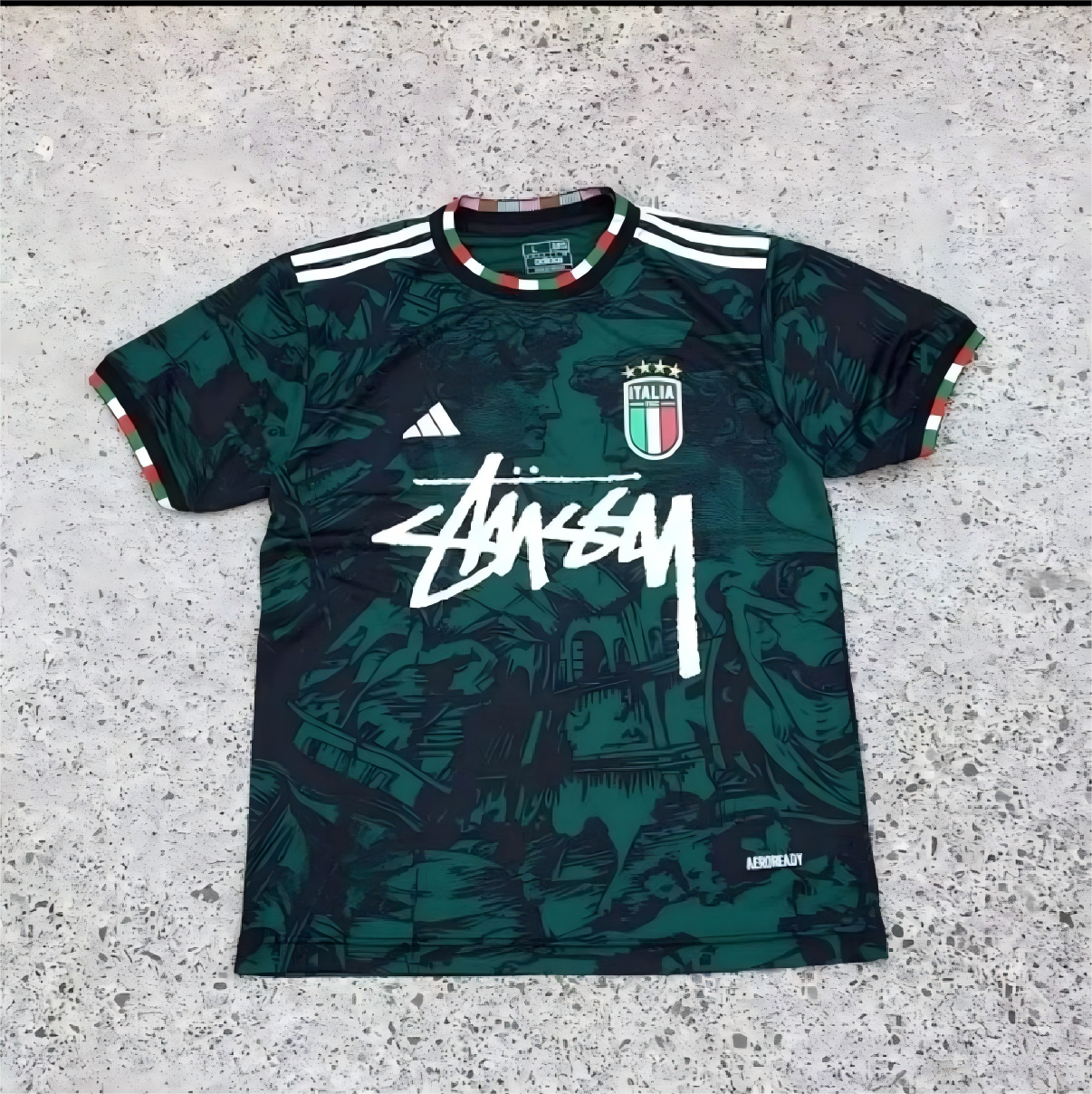 Stussy x Adidas Italy FIGC Special Edition Jersey Dark Green