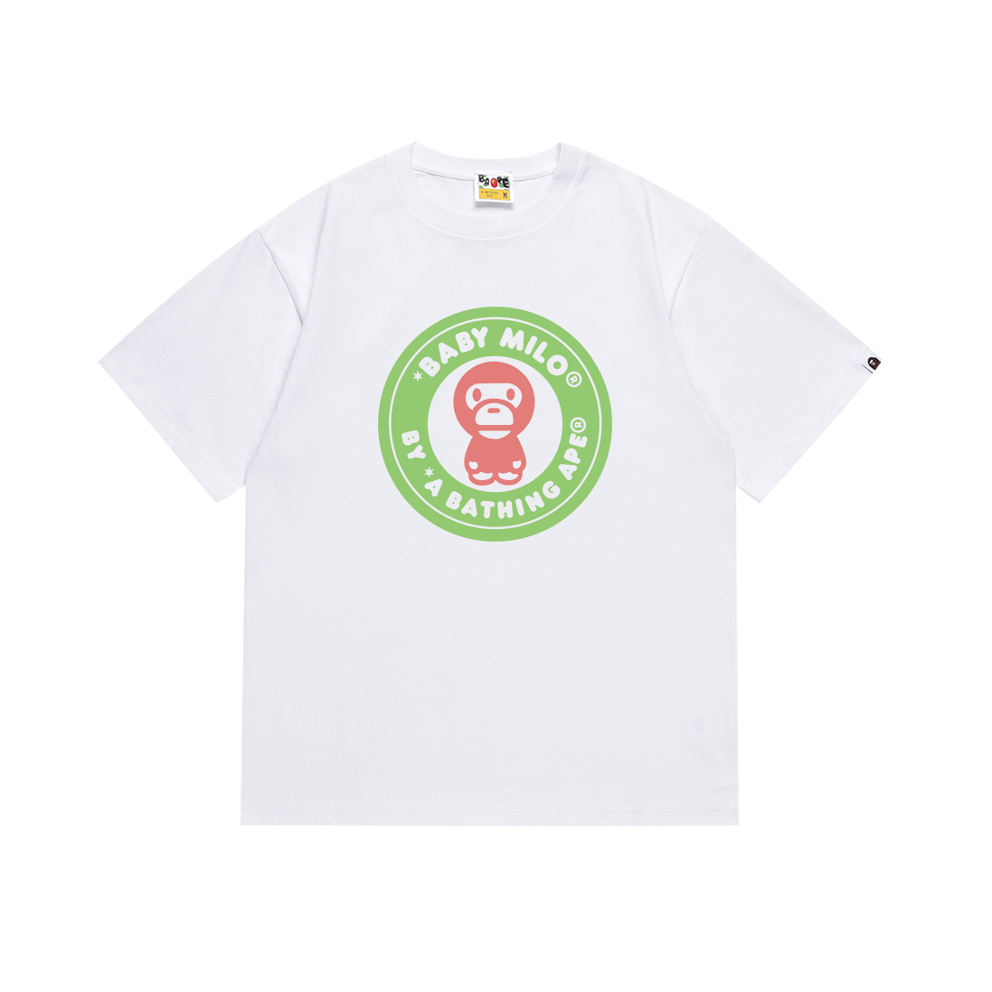 BAPE Baby Milo Green Pink Circle Logo Tee White