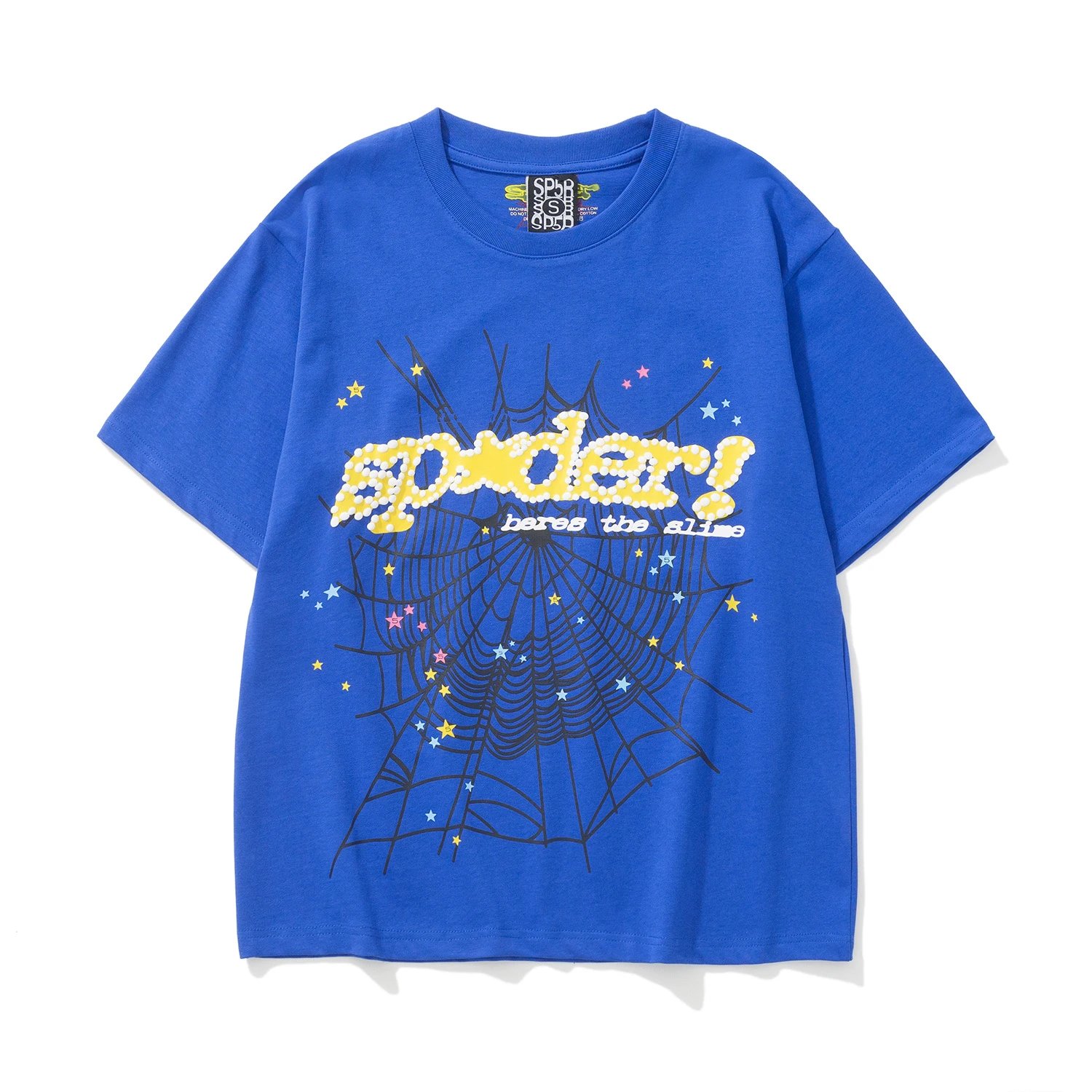 Sp5der Web Logo Tee Blue Yellow