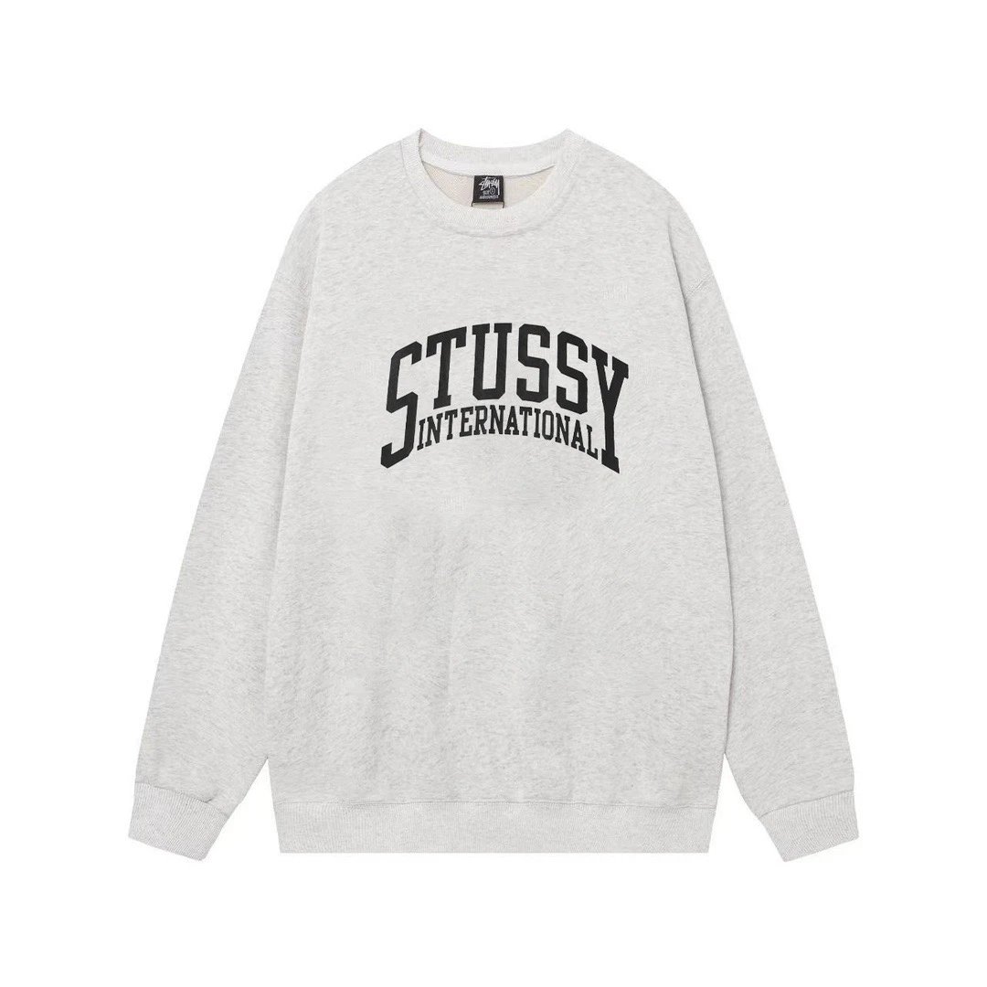 Stussy Big and Meaty Dinosaur Graphic Crewneck Sweatshirt Gray Hoodie - 7