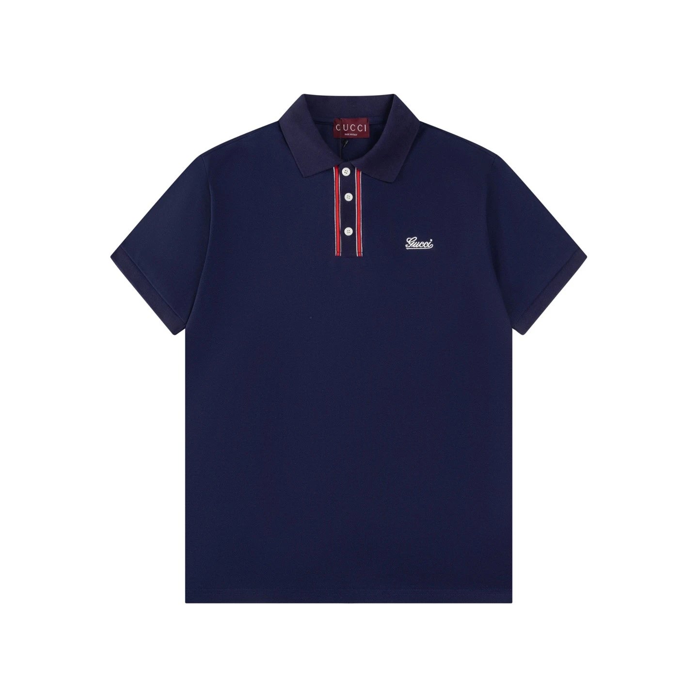 Gucci Script Logo Web Stripe Polo Navy