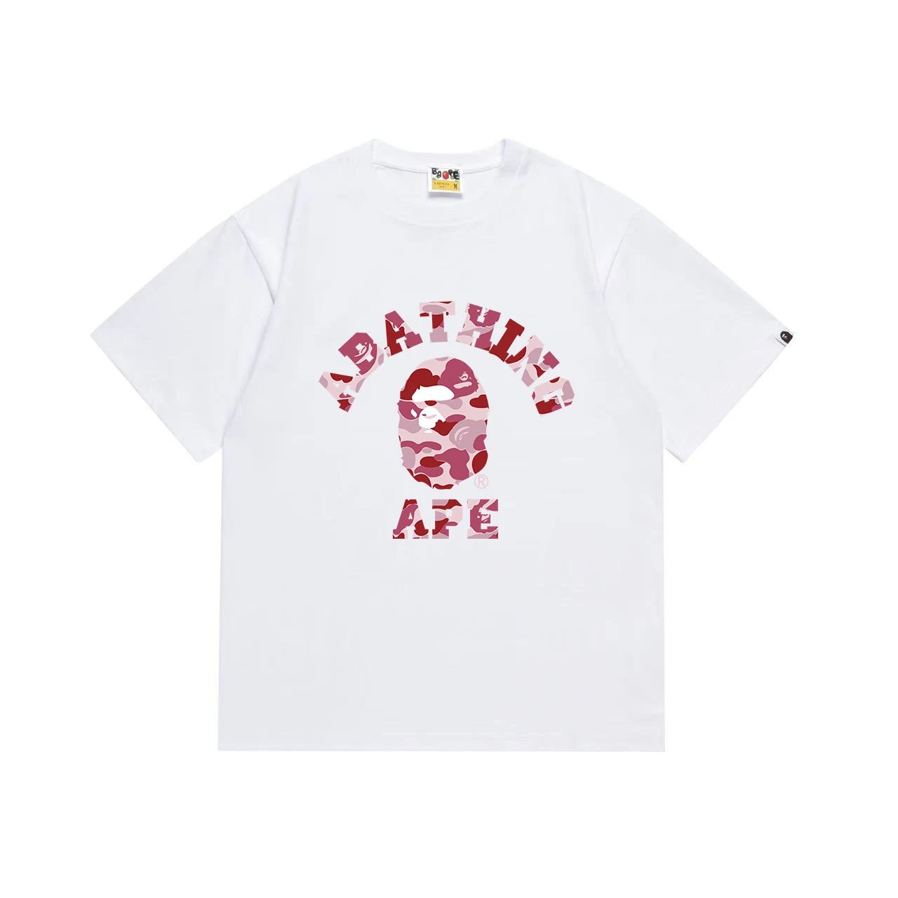 BAPE Pink Camo College Tee White