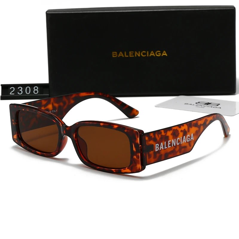 Balenciaga Rectangle Sunglasses Tortoise Frame Brown Lens #2308
