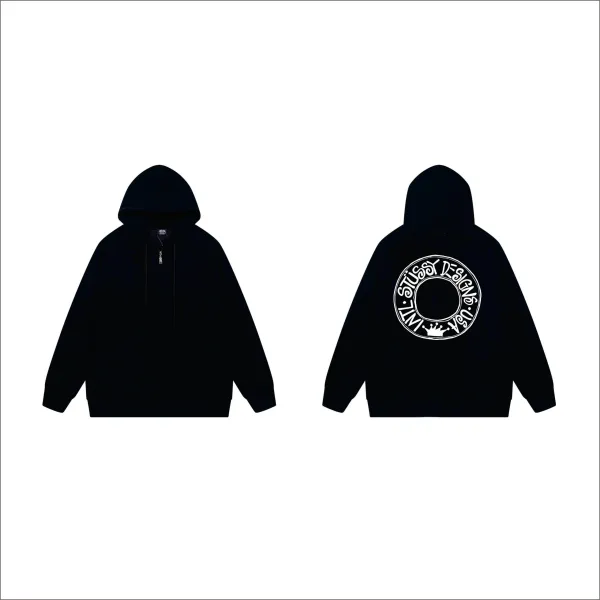 Stussy Crown S Logo Zip-Up Hoodie Gray - 4
