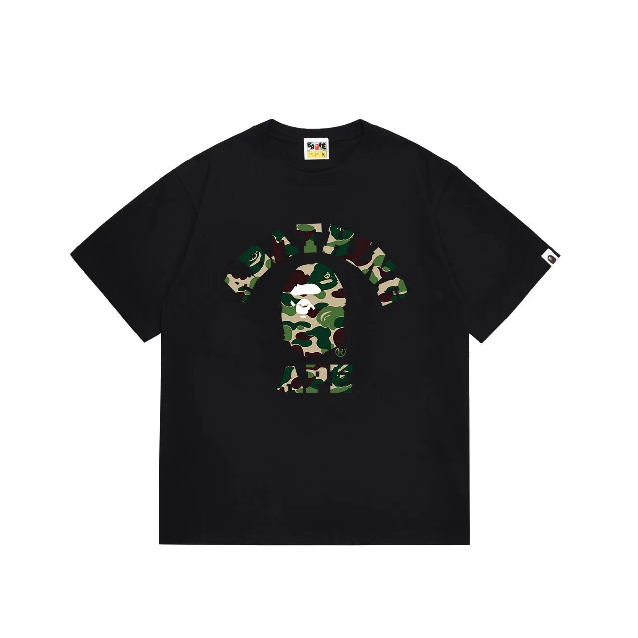 BAPE A Bathing Ape Camo College Tee Black Green Camo