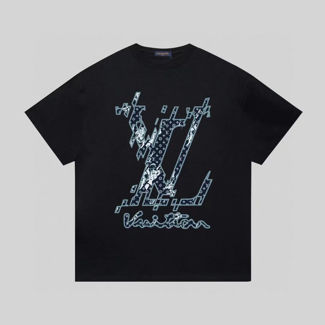 Louis Vuitton LV Monogram Graffiti Oversized Tee Black Blue