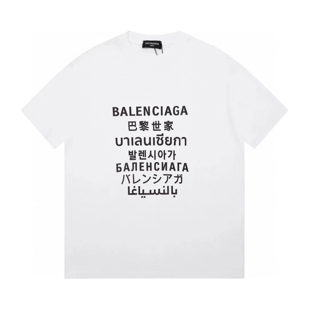 Balenciaga Multilanguage Logo Tee White