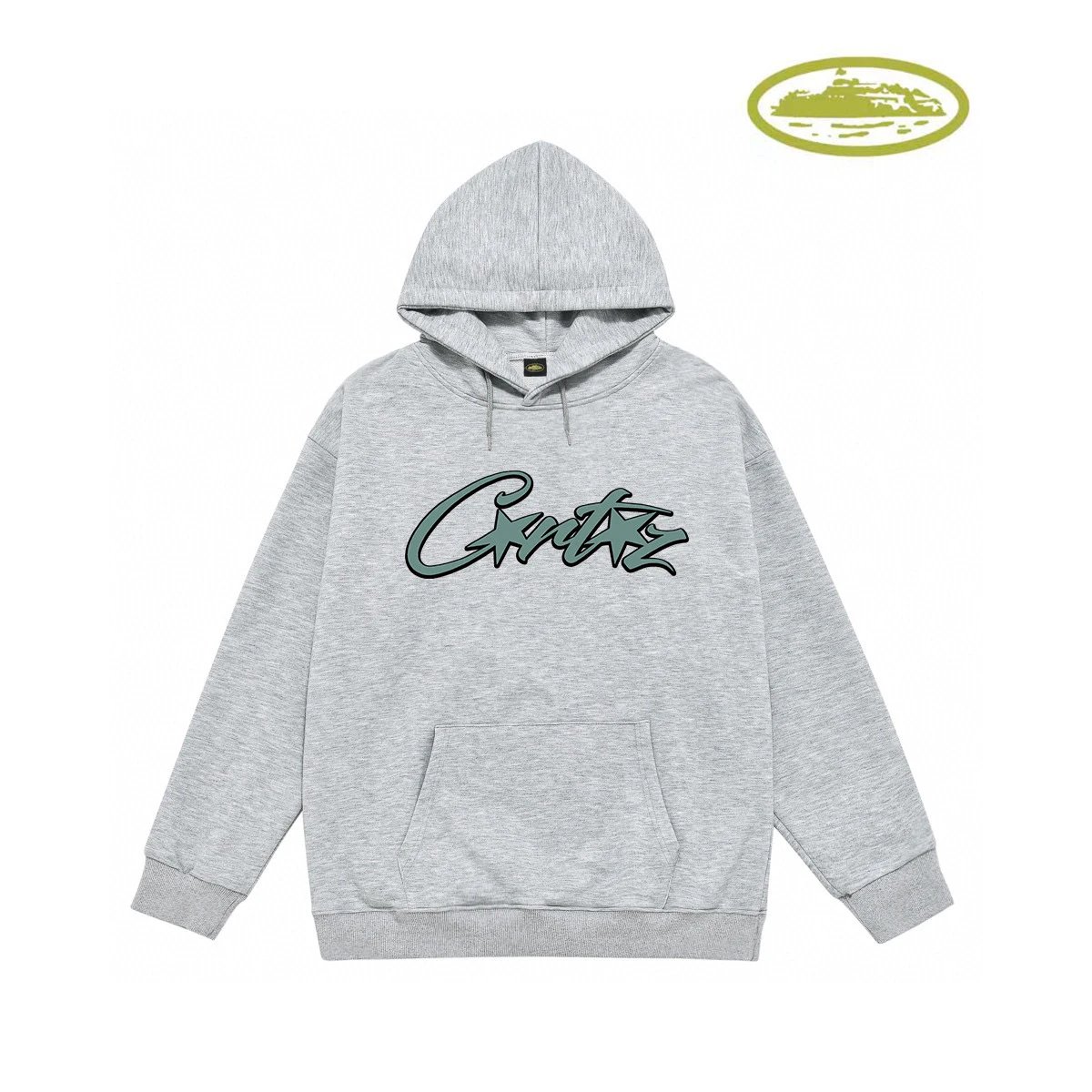 Corteiz Script Logo Heather Gray Hoodie - 10