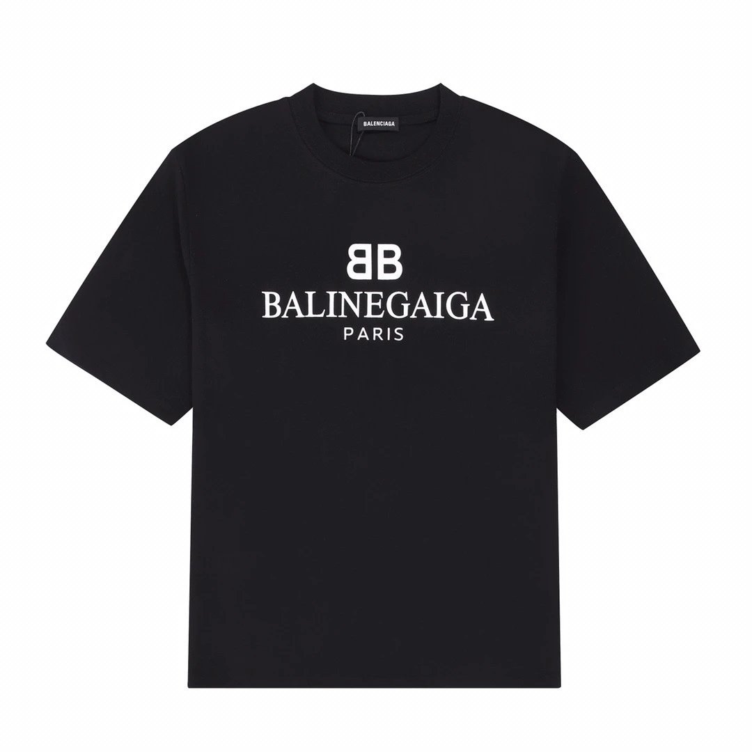 Balenciaga BB Paris Double-Logo Tee Black