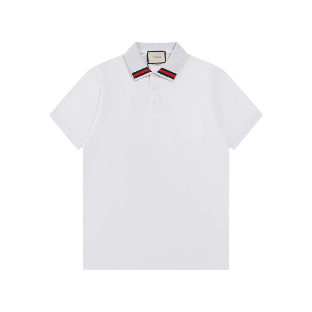 Gucci Web Stripe Collar Polo White