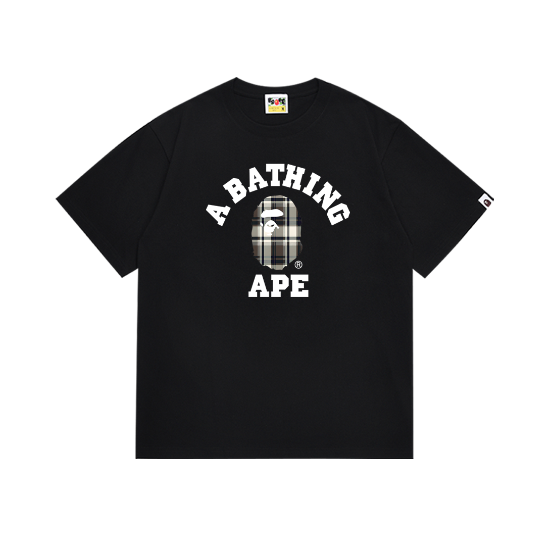 BAPE College Black Check Ape Head Tee Black