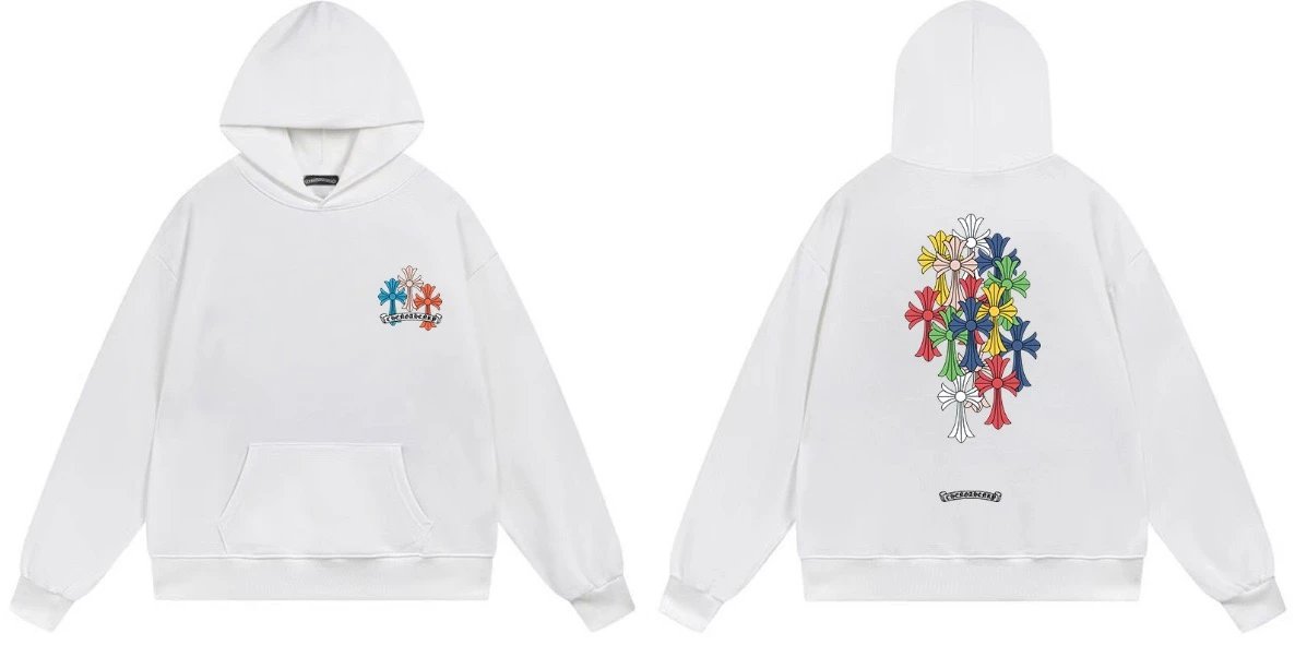 Chrome Hearts Rainbow Cross Hoodie White - 8