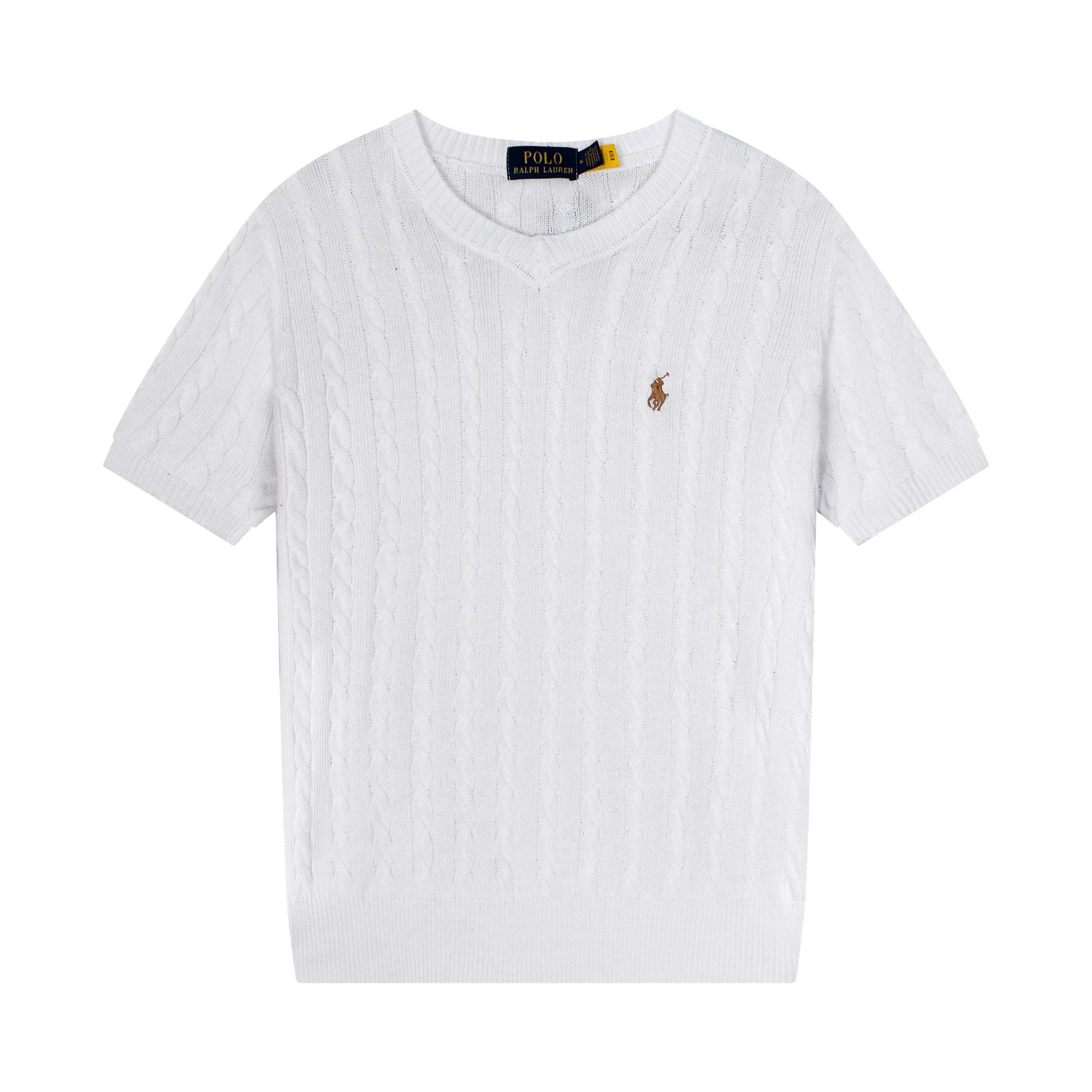 Polo Ralph Lauren Cable Knit V-Neck Short-Sleeve Sweater Black - 9