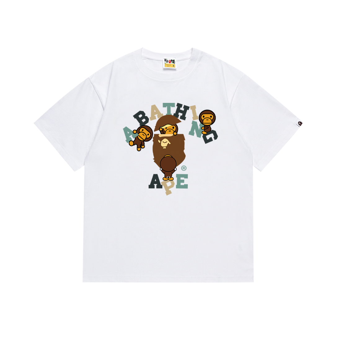 BAPE College Bee Ape Graphic Tee White