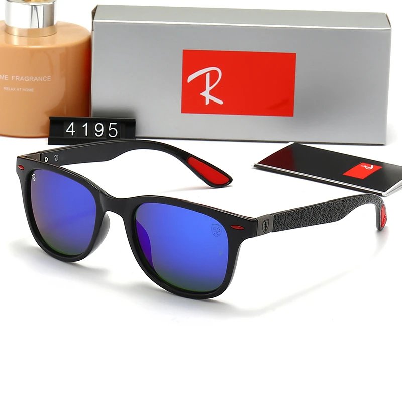 Ray-Ban RB4343 Scuderia Ferrari Square Sunglasses Navy Frame Black Lens