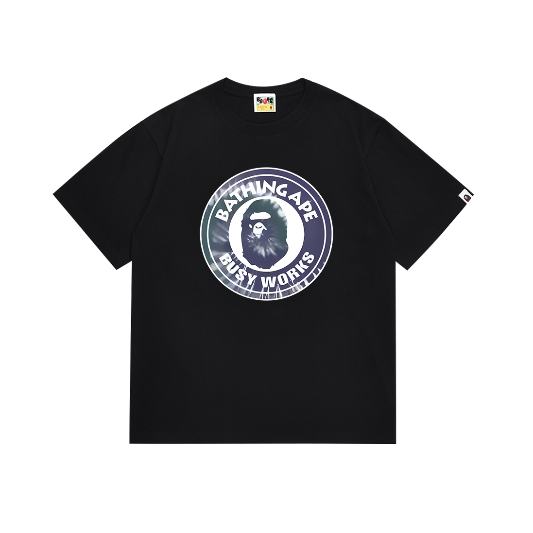 BAPE Busy Works Circle Logo Tee Black Purple Camo